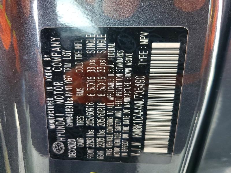 2021 Hyundai Kona მანქანა იყიდება აუქციონზე, vin: KM8K1CAA4MU705490, აუქციონის ნომერი: 66849186