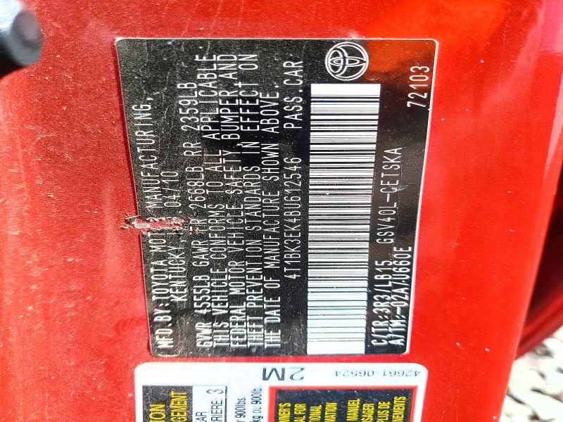 Продажа на аукционе авто 2011 Toyota Camry, vin: 4T1BK3EK4BU612546, номер лота: 67544616