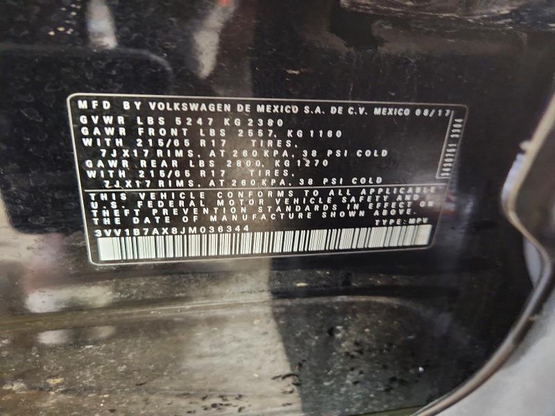 Aukcja sprzedaży 2018 Volkswagen Tiguan, vin: 3VV1B7AX8JM036344, numer aukcji: 68681976