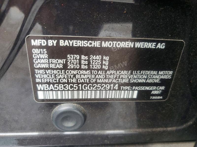 Aukcja sprzedaży 2016 Bmw 535, vin: WBA5B3C51GG252914, numer aukcji: 70635036