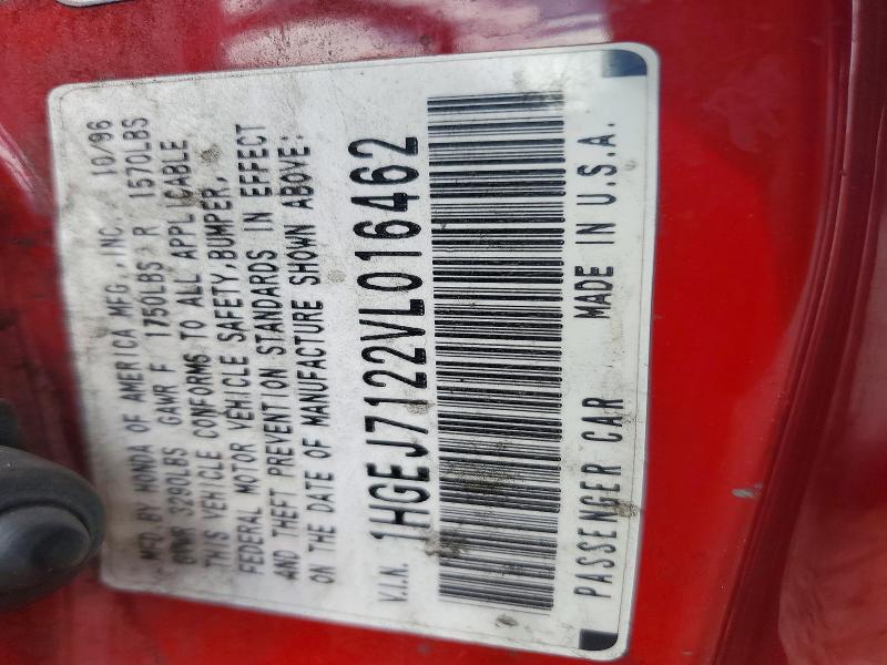 68267346 :رقم المزاد ، 1HGEJ7122VL016462 vin ، 1997 Honda Civic مزاد بيع