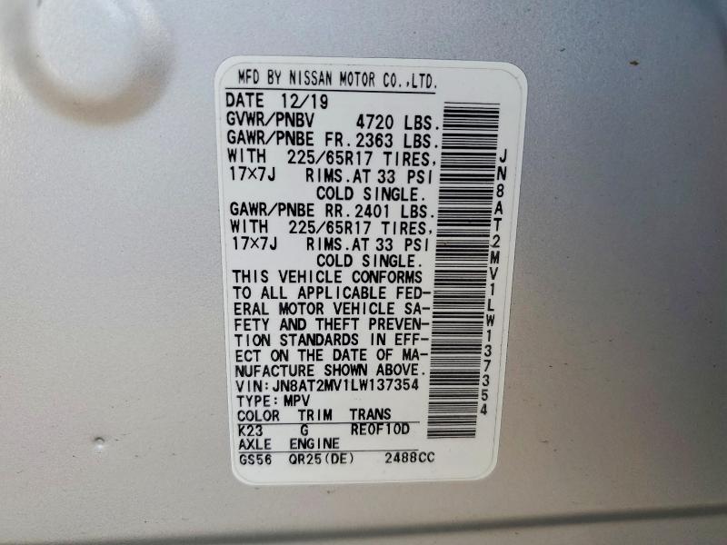 Продажа на аукционе авто 2020 Nissan Rogue, vin: JN8AT2MV1LW137354, номер лота: 69250296
