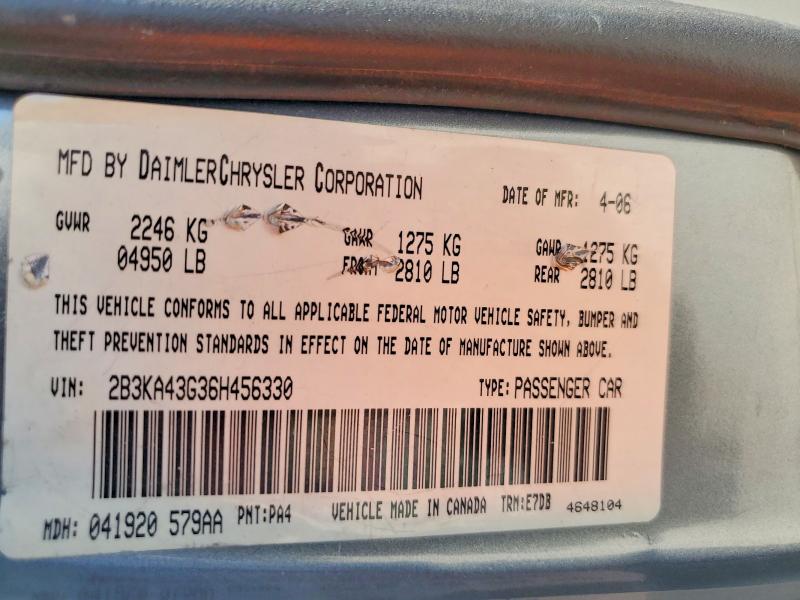 67441946 :رقم المزاد ، 2B3KA43G36H456330 vin ، 2006 Dodge Charger مزاد بيع