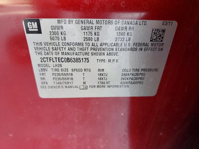 Aukcja sprzedaży 2011 Gmc Terrain, vin: 2CTFLTEC0B6385175, numer aukcji: 67607616