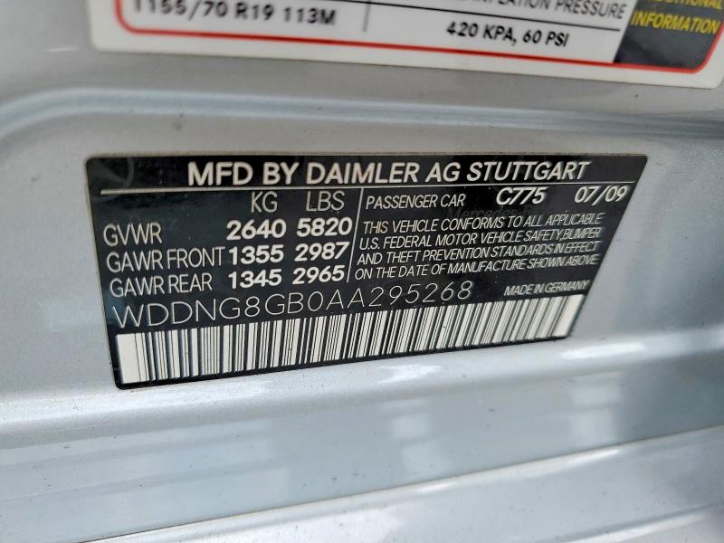 69948016 :رقم المزاد ، WDDNG8GB0AA295268 vin ، 2010 Mercedes-benz S مزاد بيع