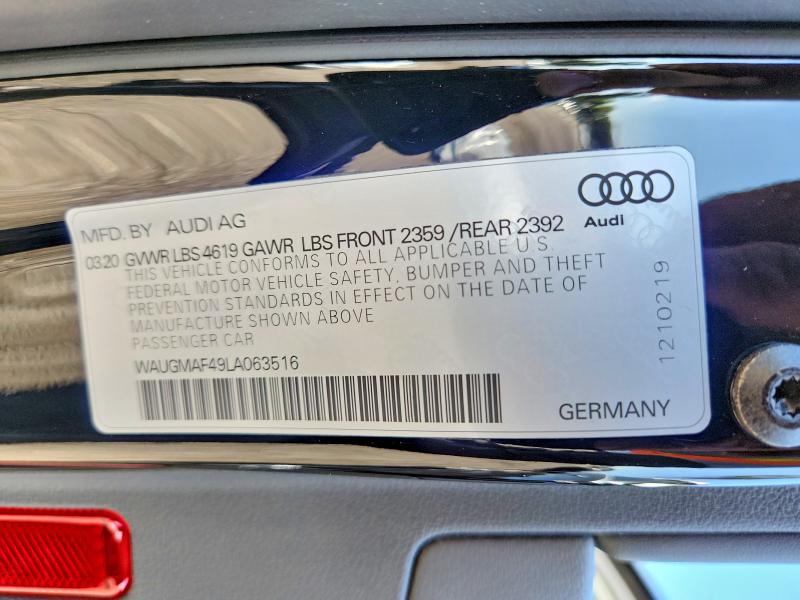 Aukcja sprzedaży 2020 Audi A4, vin: WAUGMAF49LA063516, numer aukcji: 67346106