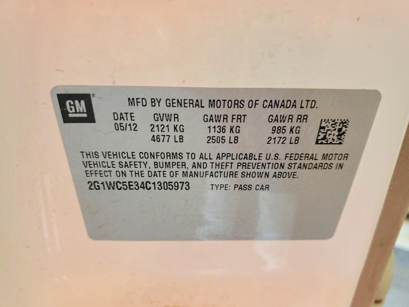 2012 Chevrolet Impala მანქანა იყიდება აუქციონზე, vin: 2G1WC5E34C1305973, აუქციონის ნომერი: 69052466