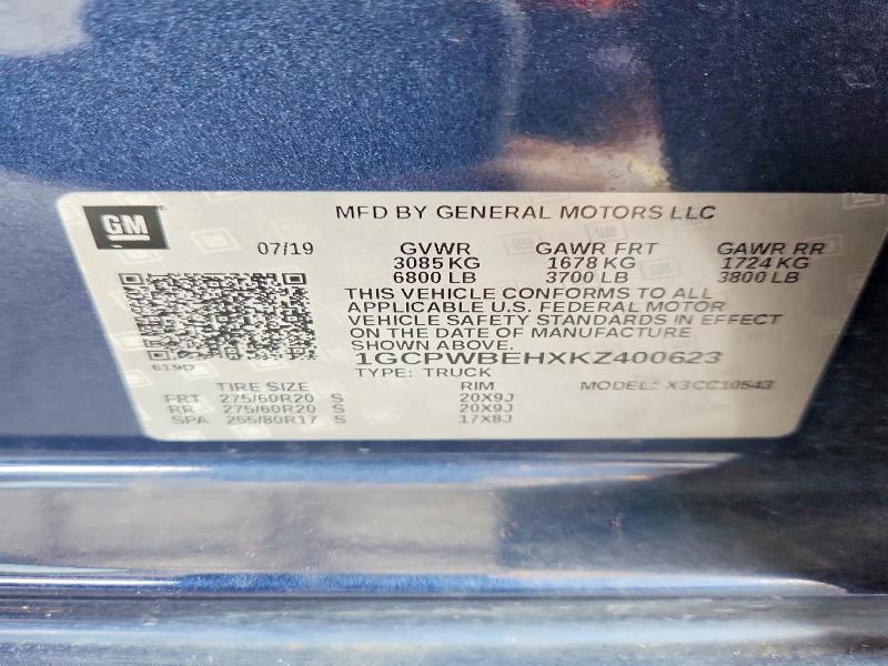 Aukcja sprzedaży 2019 Chevrolet Silverado, vin: 1GCPWBEHXKZ400623, numer aukcji: 69902736