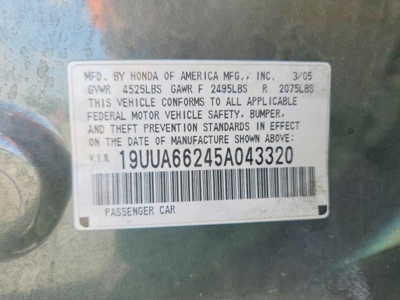 2005 Acura Tl მანქანა იყიდება აუქციონზე, vin: 19UUA66245A043320, აუქციონის ნომერი: 66727226