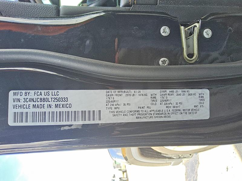 Продажа на аукционе авто 2020 Jeep Compass, vin: 3C4NJCBB0LT250333, номер лота: 69618256