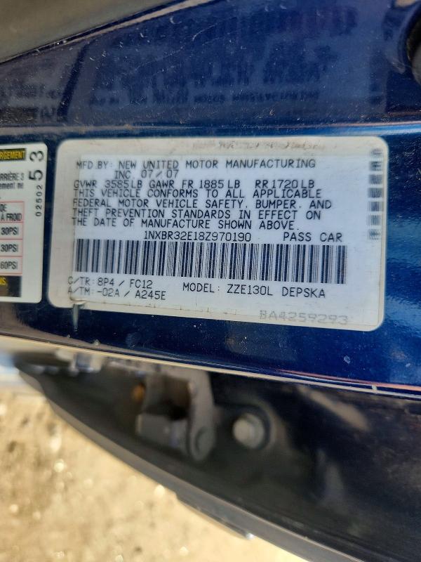 Aukcja sprzedaży 2008 Toyota Corolla, vin: 1NXBR32E18Z970190, numer aukcji: 71265796