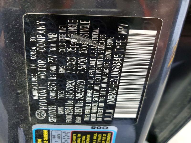 70185836 :رقم المزاد ، KM8R4DHE2LU068845 vin ، 2020 Hyundai Palisade مزاد بيع