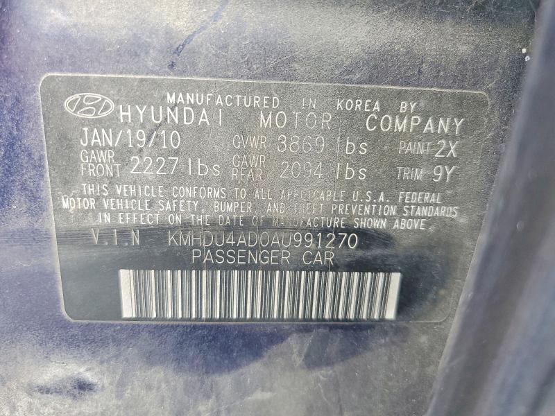 Продаж на аукціоні авто 2010 Hyundai Elantra, vin: KMHDU4AD0AU991270, номер лоту: 57910036