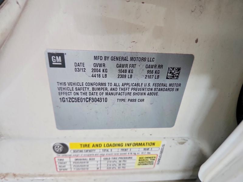 65561666 :رقم المزاد ، 1G1ZC5E01CF304310 vin ، 2012 Chevrolet Malibu مزاد بيع