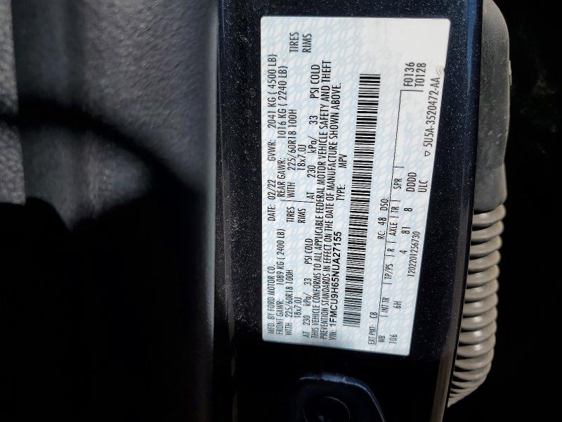 Продажа на аукционе авто 2022 Ford Escape, vin: 1FMCU9H65NUA27155, номер лота: 68016276