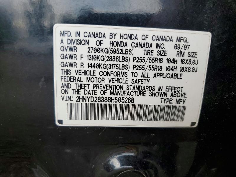 Aukcja sprzedaży 2008 Acura Mdx, vin: 2HNYD28388H505268, numer aukcji: 67862756