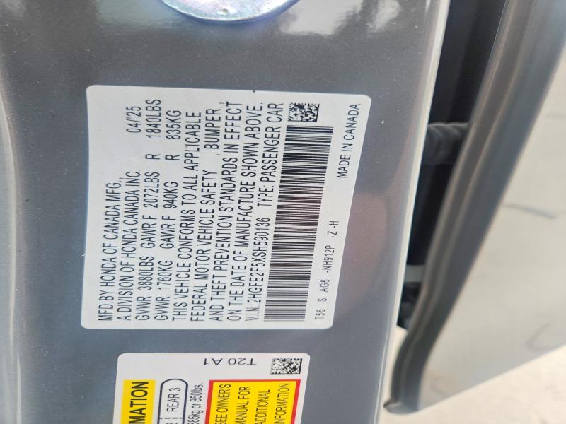 Продажа на аукционе авто 2025 Honda Civic, vin: 2HGFE2F5XSH590136, номер лота: 69824636