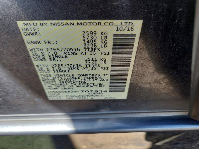 Aukcja sprzedaży 2017 Nissan Frontier, vin: 1N6DD0ER2HN707934, numer aukcji: 69042516