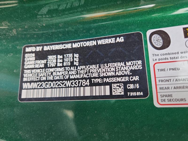 Auction sale of the 2025 Mini Cooper, vin: WMW23GD02S2W33784        , lot number: 69188136