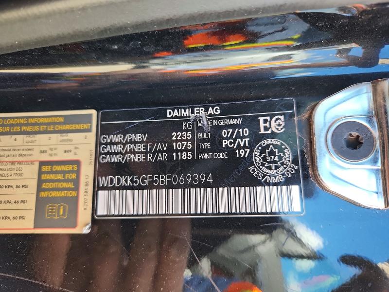 68937056 :رقم المزاد ، WDDKK5GF5BF069394 vin ، 2011 Mercedes-benz E مزاد بيع