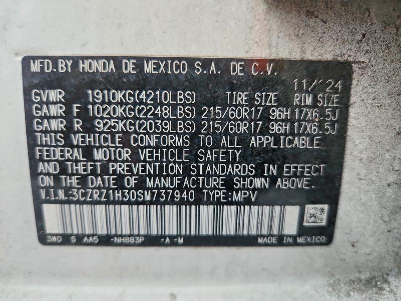 69518896 :رقم المزاد ، 3CZRZ1H30SM737940 vin ، 2025 Honda Hr-v مزاد بيع