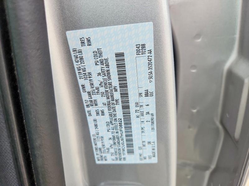 Продаж на аукціоні авто 2017 Ford Escape, vin: 1FMCU0J97HUF08822, номер лоту: 67137336