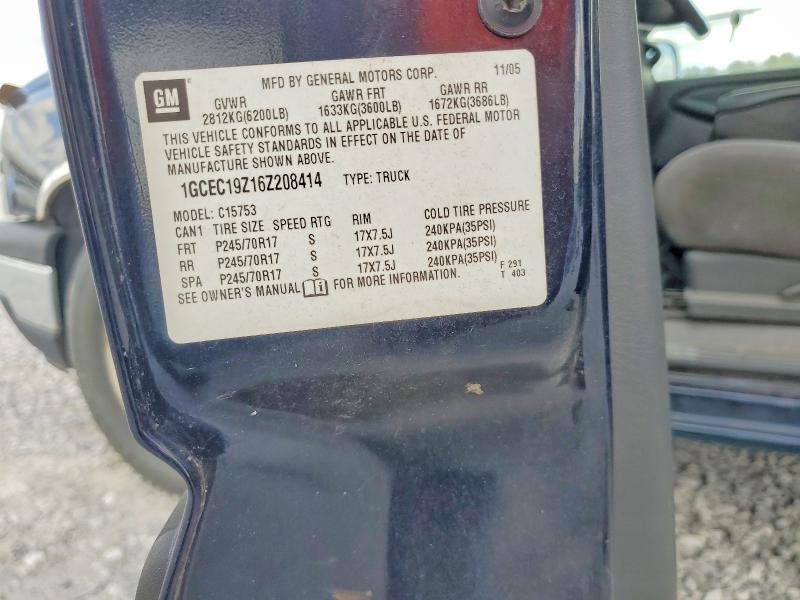 Продажа на аукционе авто 2006 Chevrolet Silverado, vin: 1GCEC19Z16Z208414, номер лота: 68409116