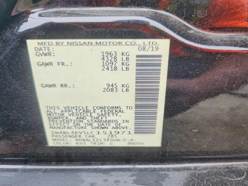Aukcja sprzedaży 2020 Nissan Altima, vin: 1N4BL4EV5LC151971, numer aukcji: 70058216