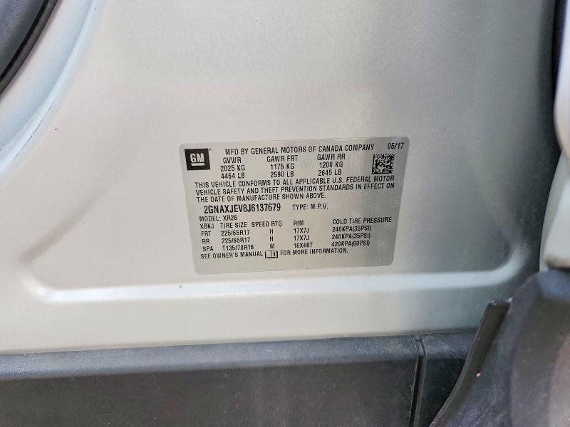 Продаж на аукціоні авто 2018 Chevrolet Equinox, vin: 2GNAXJEV8J6137679, номер лоту: 67606586