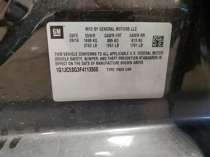 67897796 :رقم المزاد ، 1G1JC5SG3F4113566 vin ، 2015 Chevrolet Sonic مزاد بيع