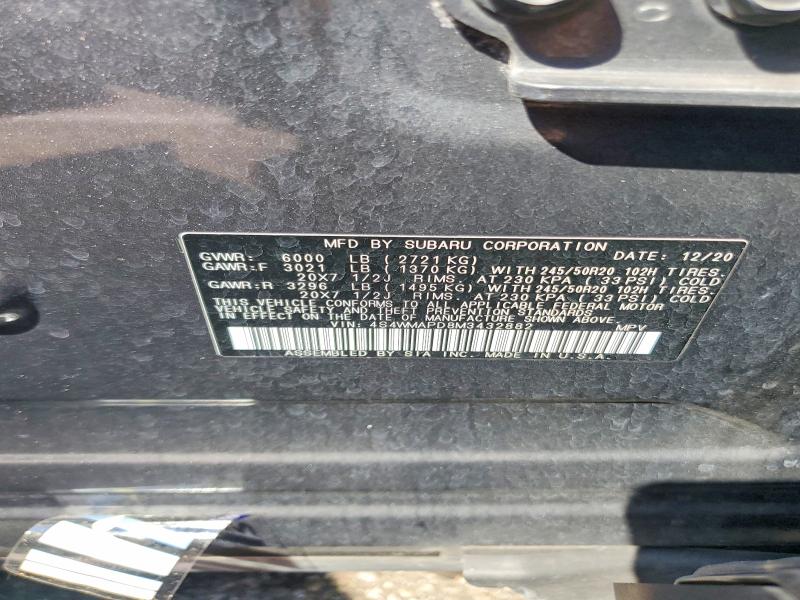 Aukcja sprzedaży 2021 Subaru Ascent, vin: 4S4WMAPD8M3432882, numer aukcji: 67376766