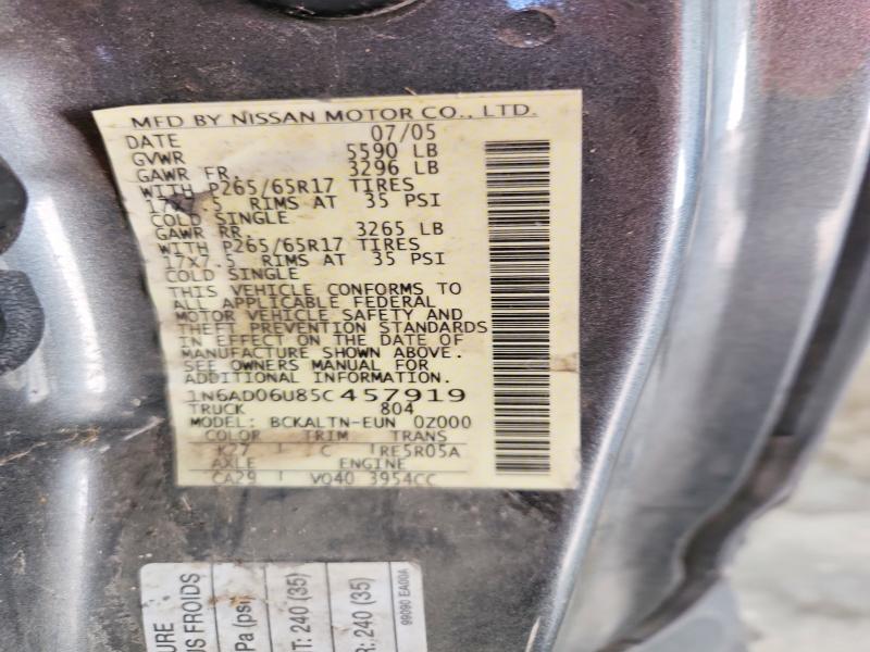 67447626 :رقم المزاد ، 1N6AD06U85C457919 vin ، 2005 Nissan Frontier مزاد بيع