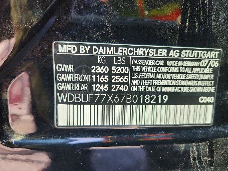 Aukcja sprzedaży 2007 Mercedes-benz E, vin: WDBUF77X67B018219, numer aukcji: 68880906