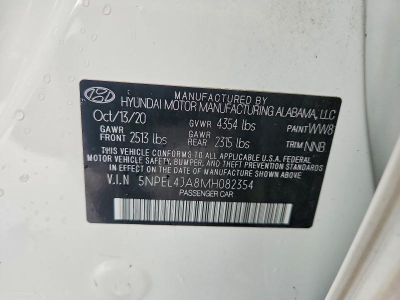 2021 Hyundai Sonata მანქანა იყიდება აუქციონზე, vin: 5NPEL4JA8MH082354, აუქციონის ნომერი: 69347686