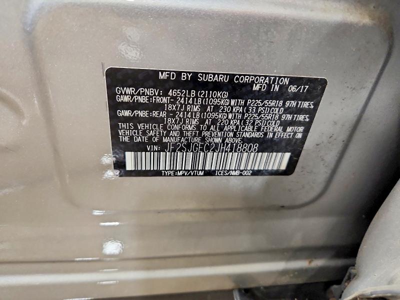 Продаж на аукціоні авто 2018 Subaru Forester, vin: JF2SJGEC2JH418808, номер лоту: 67567046