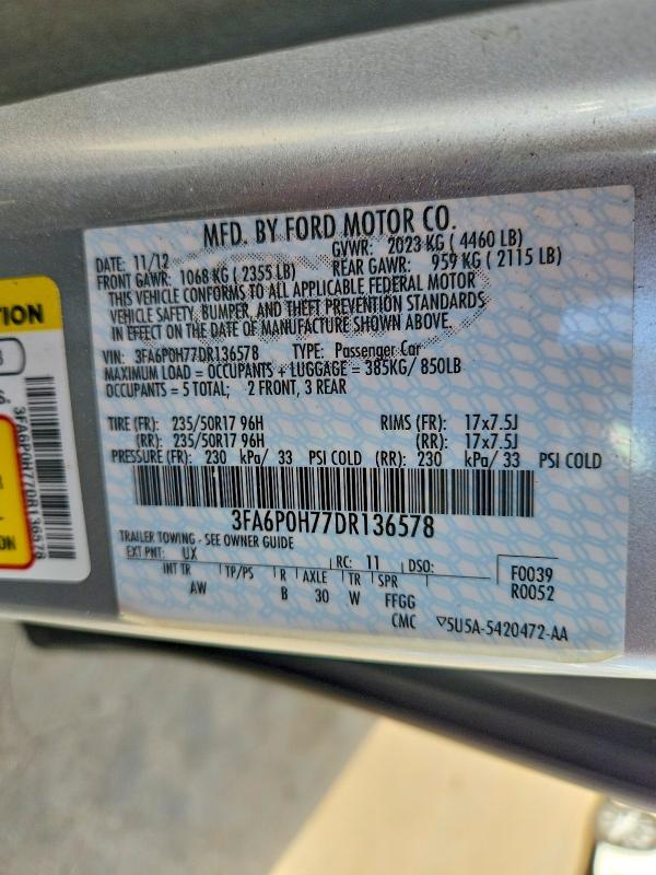 Aukcja sprzedaży 2013 Ford Fusion, vin: 3FA6P0H77DR136578, numer aukcji: 69775006