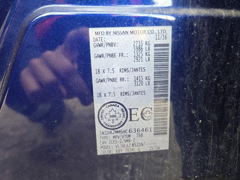 Продажа на аукционе авто 2017 Nissan Pathfinder, vin: 5N1DR2MM6HC636461, номер лота: 69537206