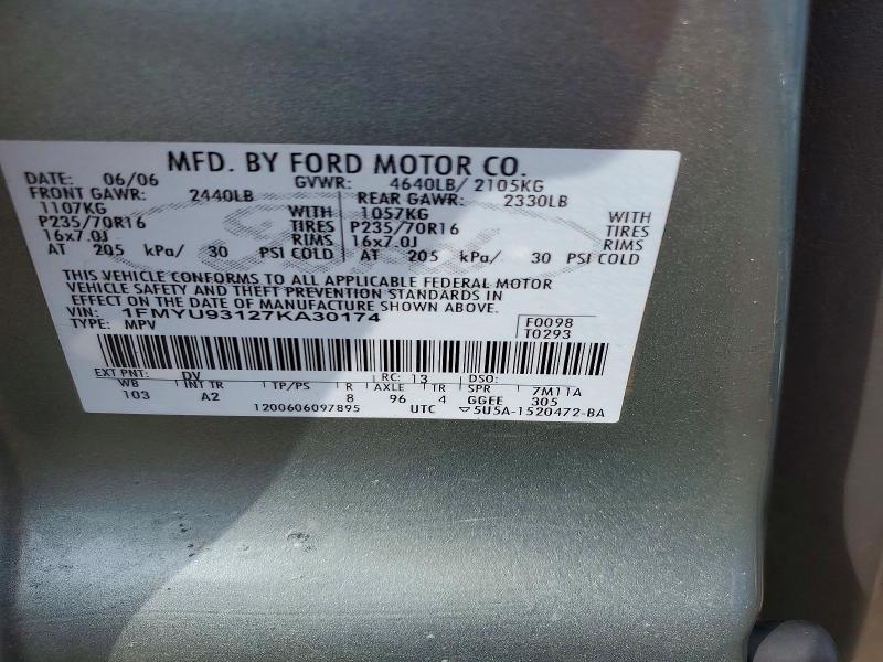 Aukcja sprzedaży 2007 Ford Escape, vin: 1FMYU93127KA30174, numer aukcji: 69312936