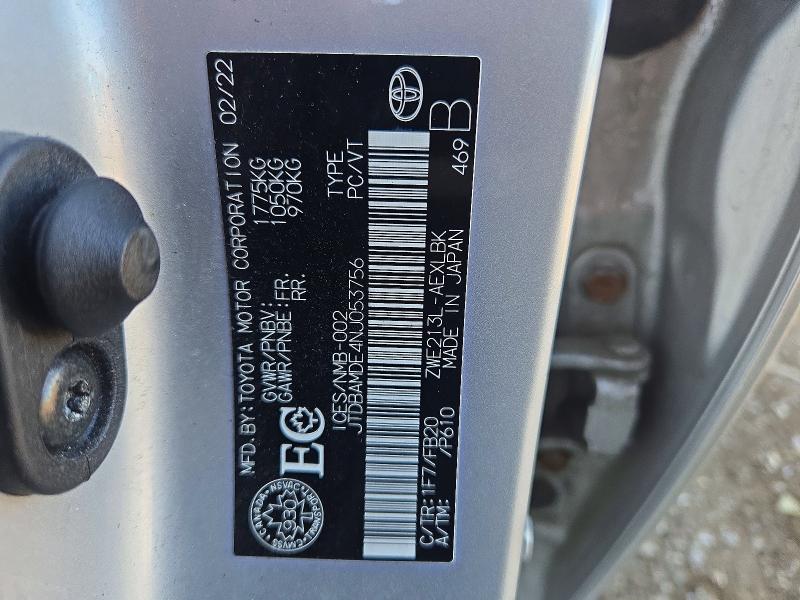68087956 :رقم المزاد ، JTDBAMDE4NJ053756 vin ، 2022 Toyota Corolla مزاد بيع
