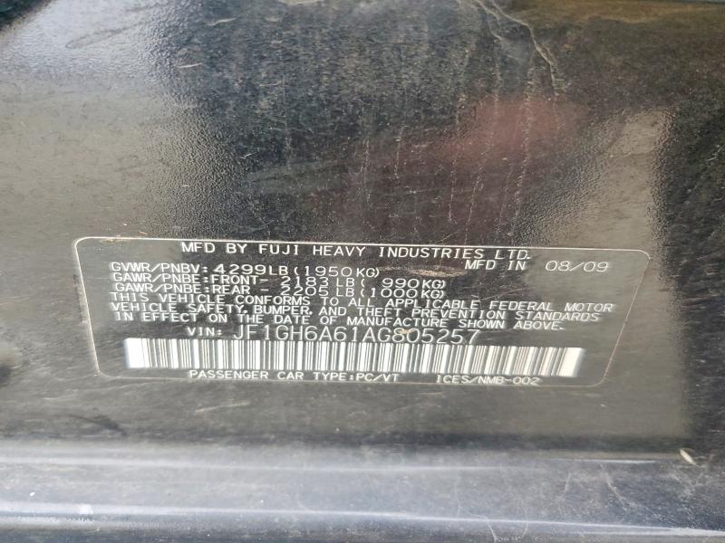 Продаж на аукціоні авто 2010 Subaru Impreza, vin: JF1GH6A61AG805257, номер лоту: 69202956