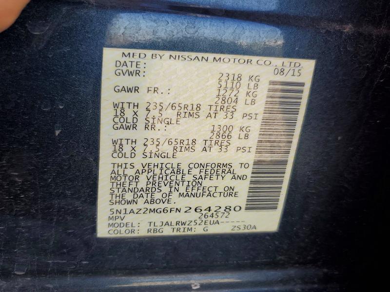 Aukcja sprzedaży 2015 Nissan Murano, vin: 5N1AZ2MG6FN264280, numer aukcji: 68957086