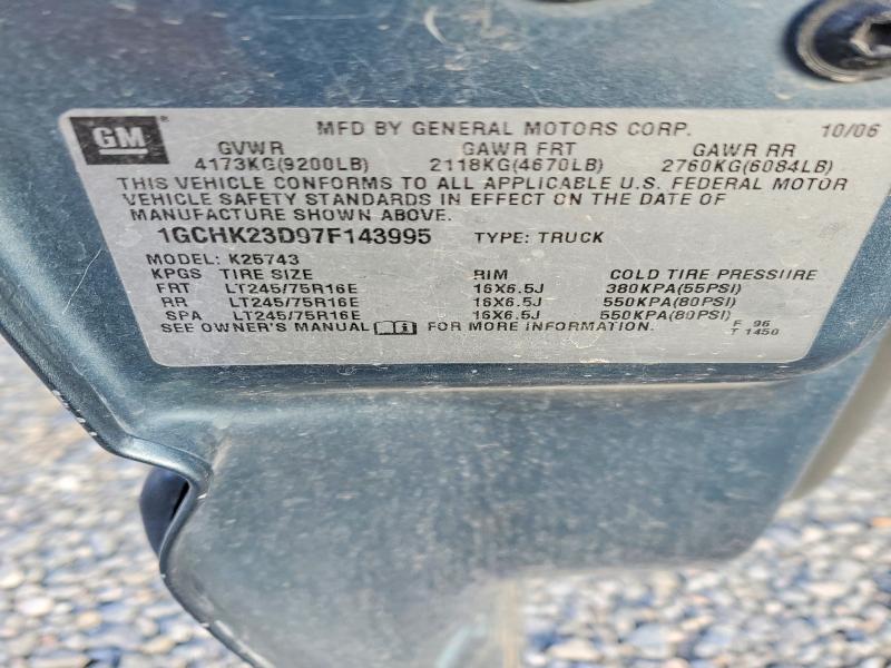 Aukcja sprzedaży 2007 Chevrolet Silverado, vin: 1GCHK23D97F143995, numer aukcji: 69021996