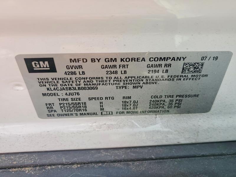 Aukcja sprzedaży 2020 Buick Encore, vin: KL4CJASB3LB003069, numer aukcji: 69911836
