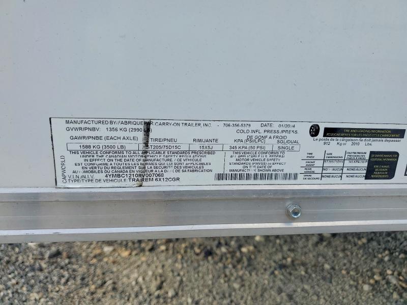 Продаж на аукціоні авто 2024 Carry On Unknown, vin: 4YMBC1210RV007068, номер лоту: 65928046