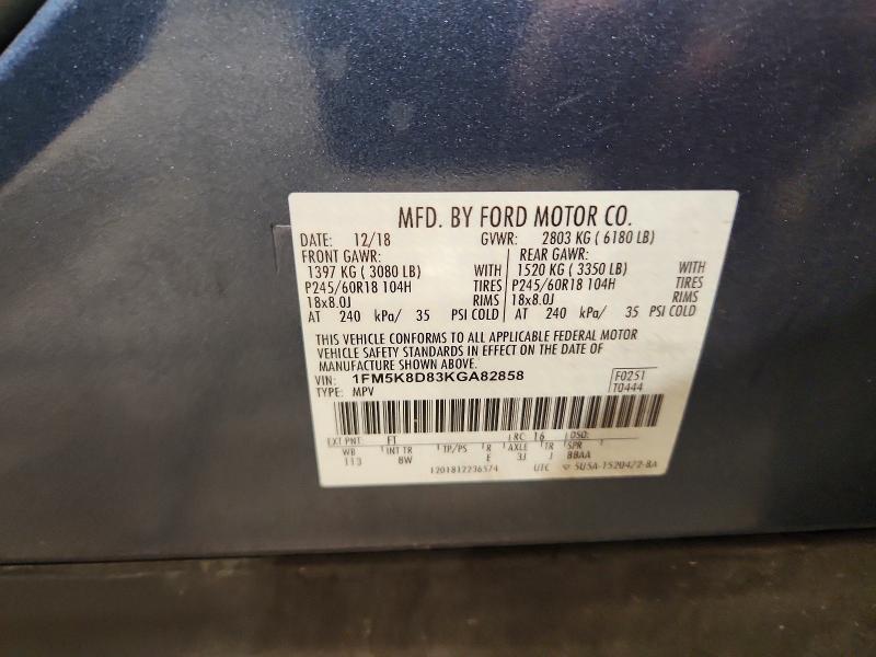 Продаж на аукціоні авто 2019 Ford Explorer, vin: 1FM5K8D83KGA82858, номер лоту: 69509186
