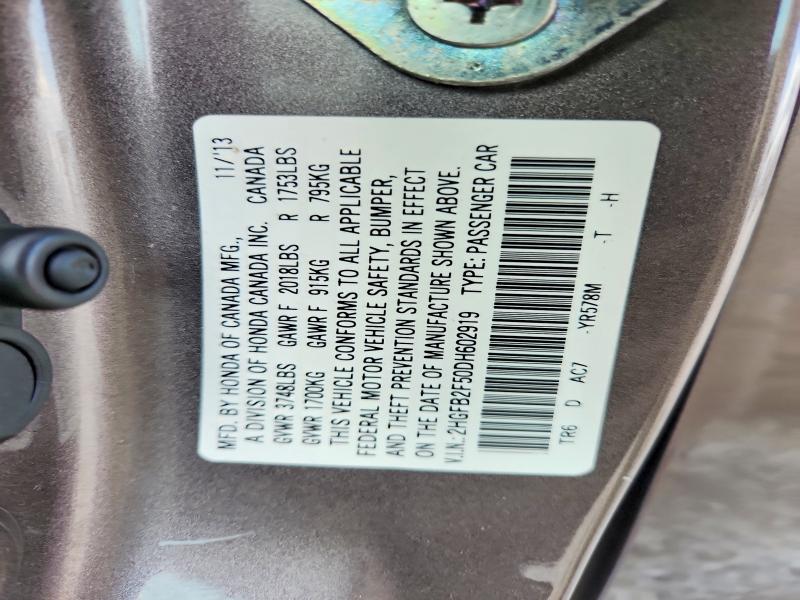 Aukcja sprzedaży 2013 Honda Civic, vin: 2HGFB2F50DH602919, numer aukcji: 69620846