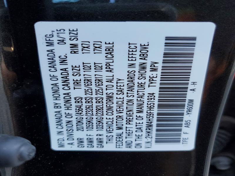 Aukcja sprzedaży 2015 Honda Cr-v, vin: 2HKRM4H59FH651934, numer aukcji: 69931866
