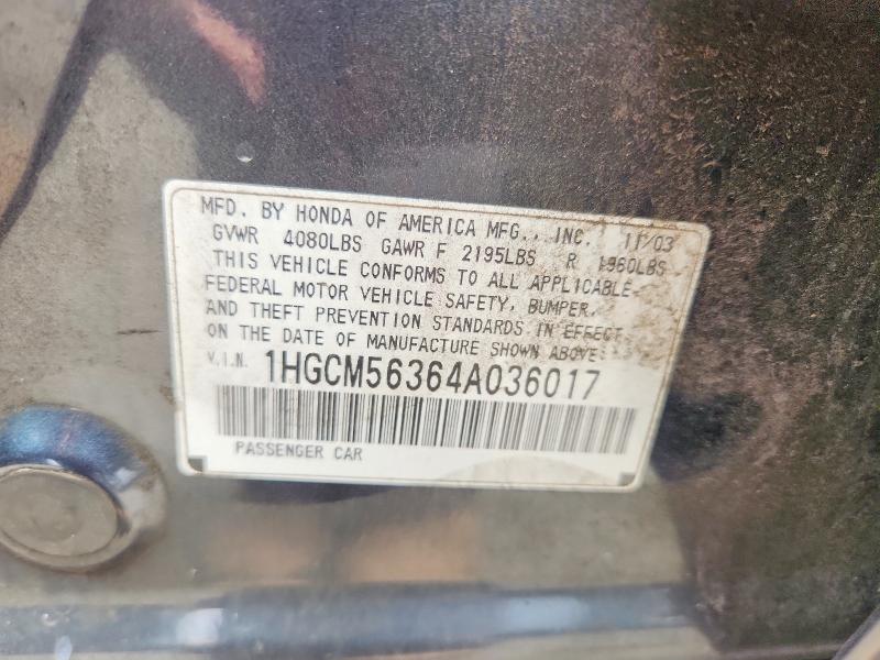 Продажа на аукционе авто 2004 Honda Accord, vin: 1HGCM56364A036017, номер лота: 67775626