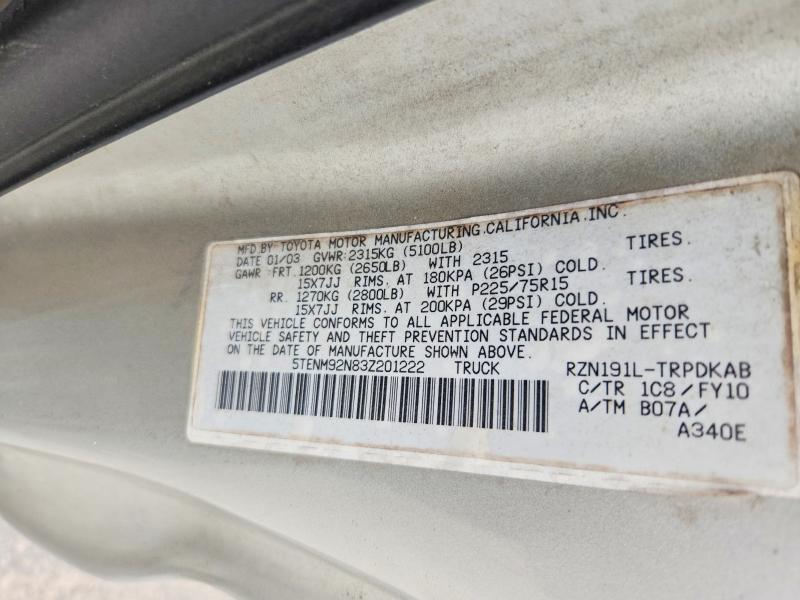 67665306 :رقم المزاد ، 5TENM92N83Z201222 vin ، 2003 Toyota Tacoma مزاد بيع