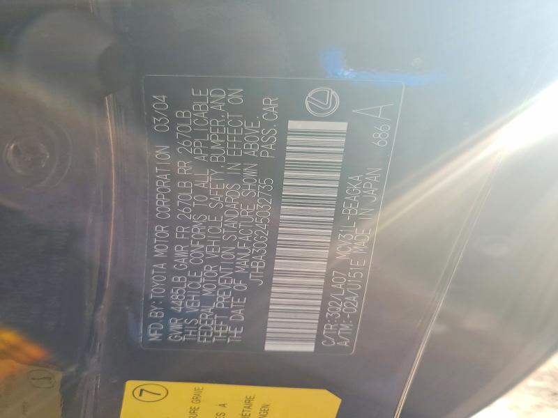 Aukcja sprzedaży 2004 Lexus Es, vin: JTHBA30G245032735, numer aukcji: 68215216